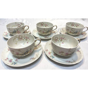 Haviland Schleiger 78D Limoges France Set of 5 Cups and Saucers